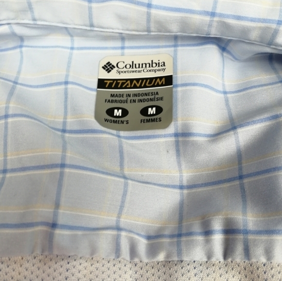 Columbia Titanium Mount Veronica II Blue Checkered ¾ Sleeve Button-Up Shirt Sz M - Picture 3 of 5